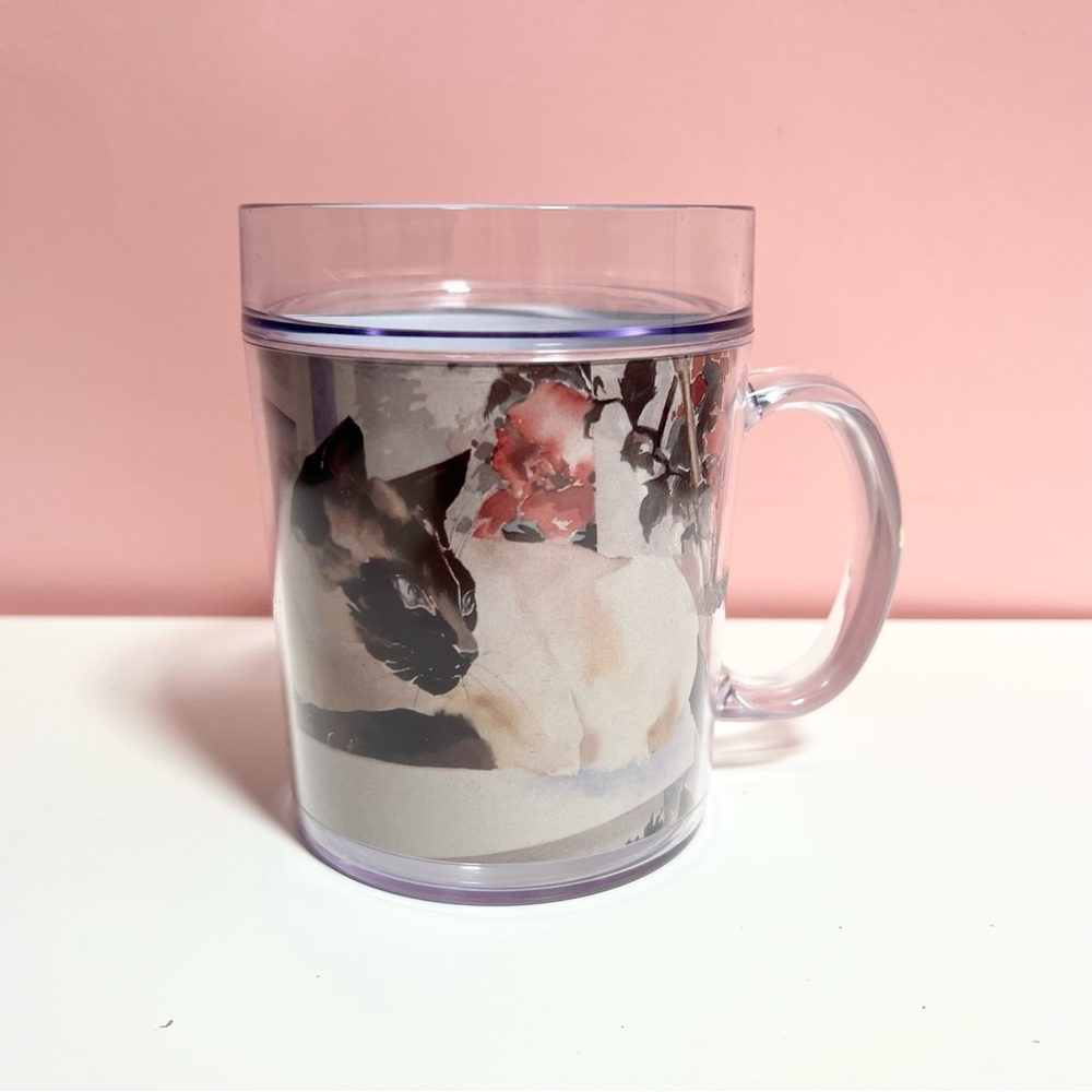Vintage retro 80s Siamese cat mug
